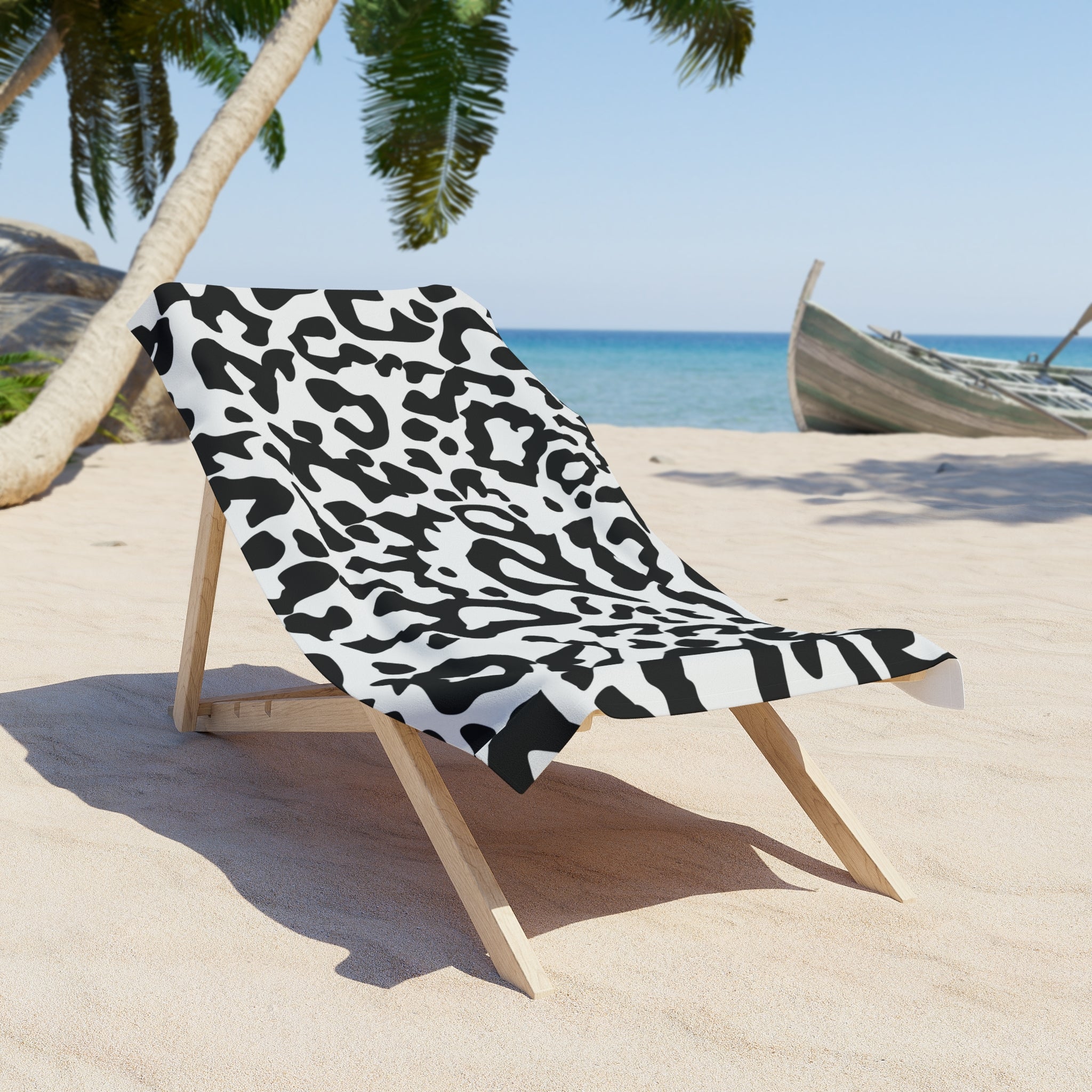 Black White Leopard Print Beach Towel | Animal Print