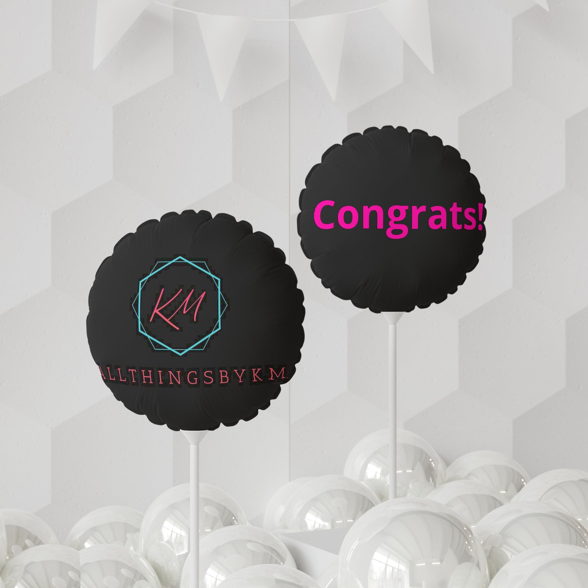 Black Congrats Balloon round foil balloon | 11" celebration balloon    Custom Balloon