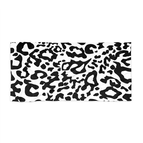 Black White Leopard Print Beach Towel | Animal Print